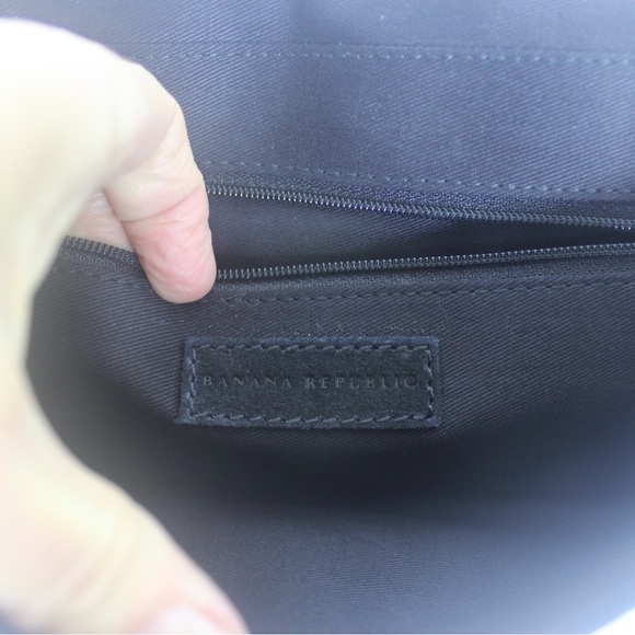 Vintage Studded Black Suede Leather Clutch Purse with Silver Studs Small Evening - Picture 5 of 7